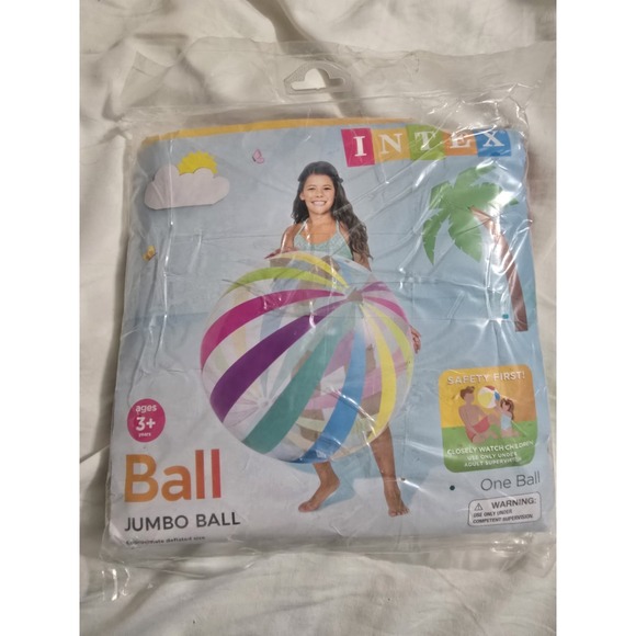 INTEX 42" Jumbo Inflatable Colorful Stripes GIANT BEACH BALL‎ Sturdy - Picture 1 of 2